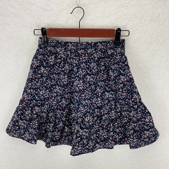 Aqua Flowy Floral Mini Skirt Women’s Size XS Multicolor Ruffle Hem Made in USA‎ - Picture 2 of 7